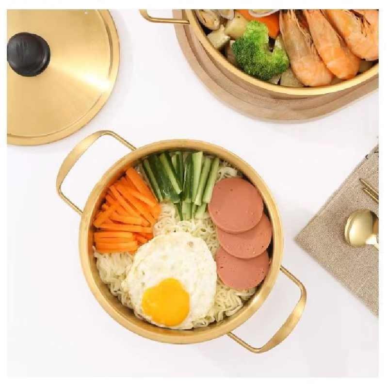 Steel Ramen Stainless Soup Pot With Lid For Family Meal Cooking Kitchen Tools