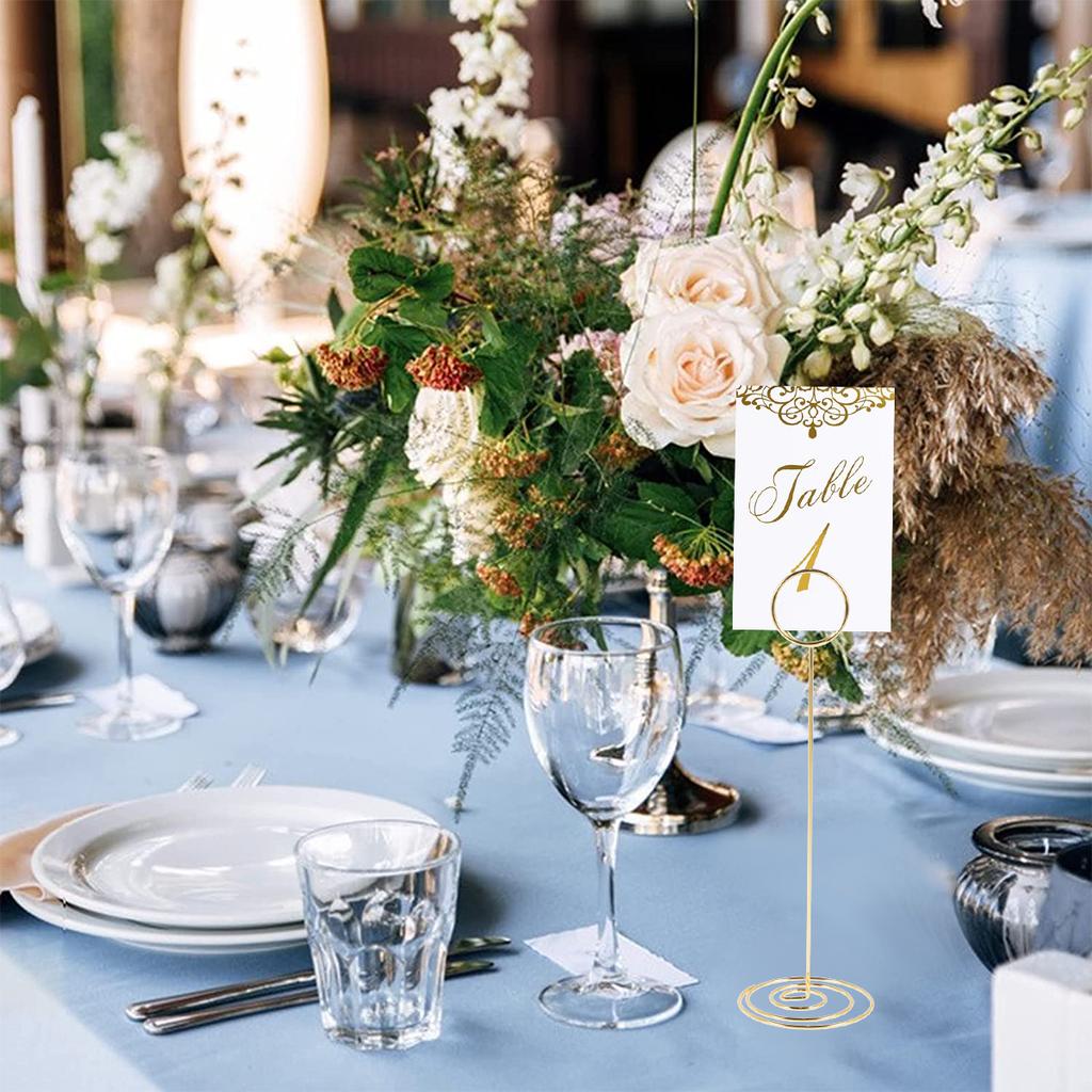12Pcs Metal Place Card Holders Photo Clip Stands Wedding Table Number Name Sign Stand Holder for Wedding Birthday Party Supplies