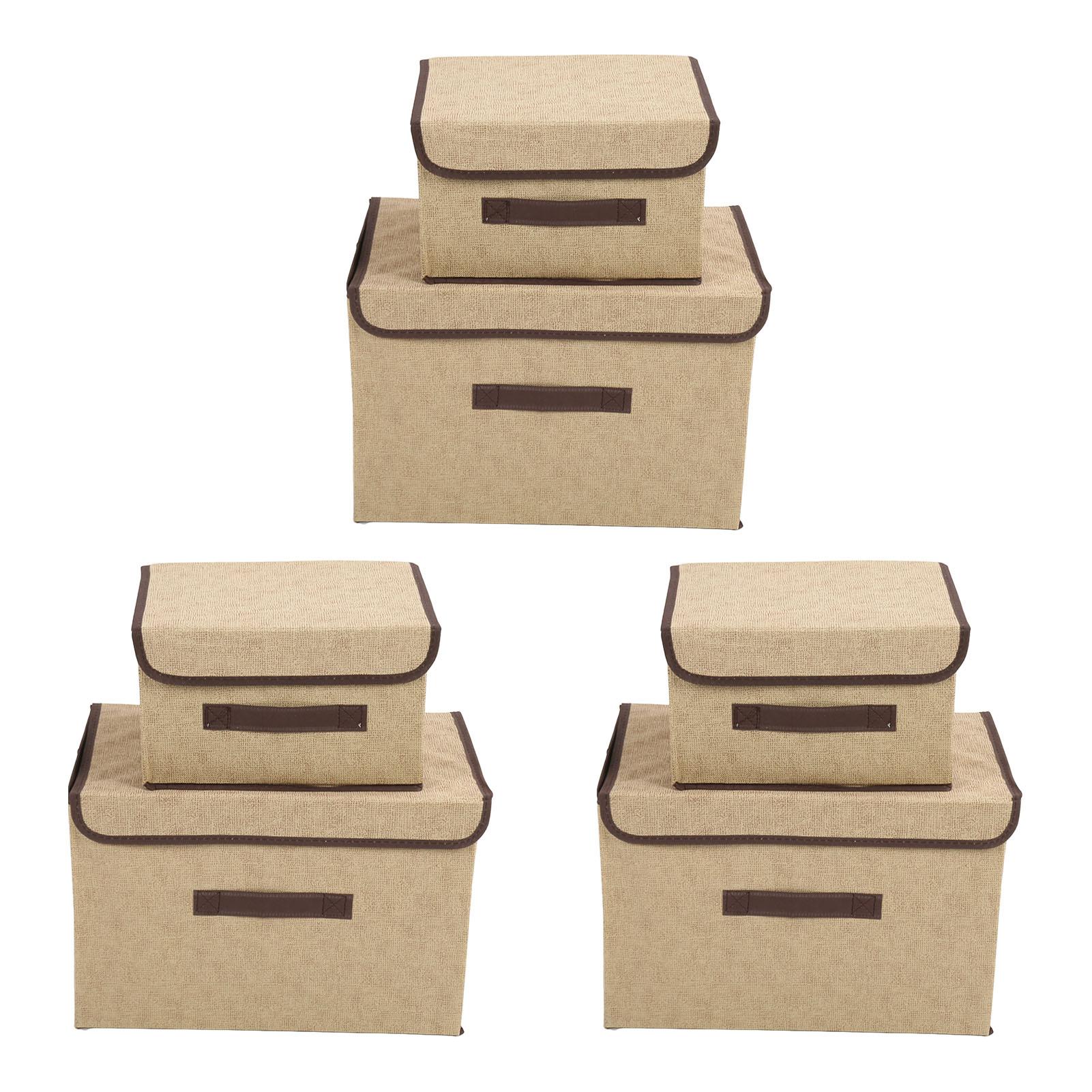 

6 шт. Складной органайзер для хранения одежды из нетканого материала, многофункциональный ящик для хранения одежды с крышкой бежевый