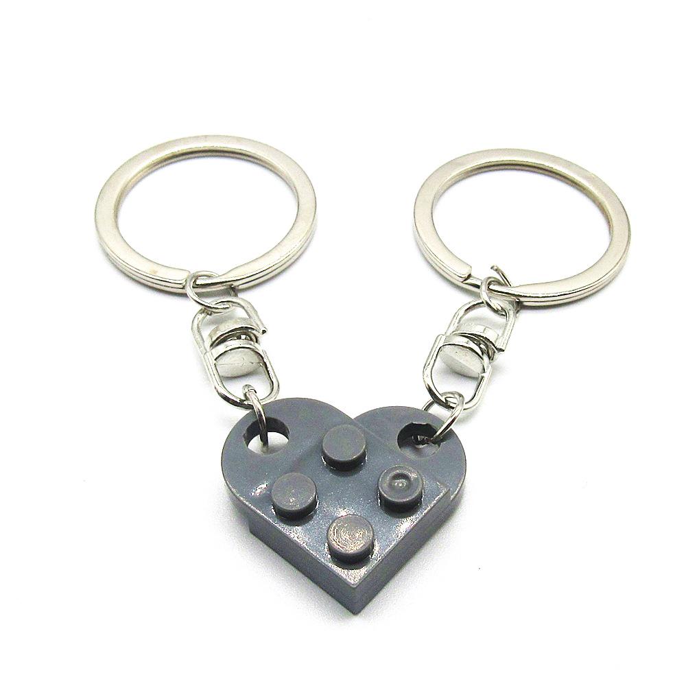 LEGO Heart Puzzle Keychain: European & American Style Building Block for Couples