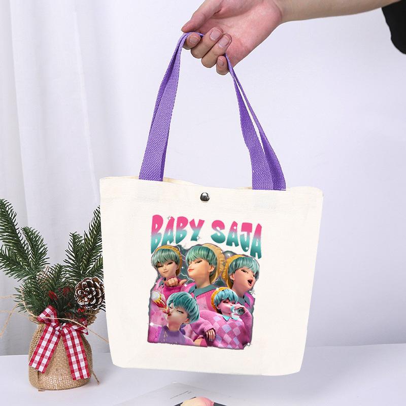 K-Pop Animation Cartoon Printing High Value Fashion Simple Canvas Bag Going Out Portable Shopping Bag Handbag