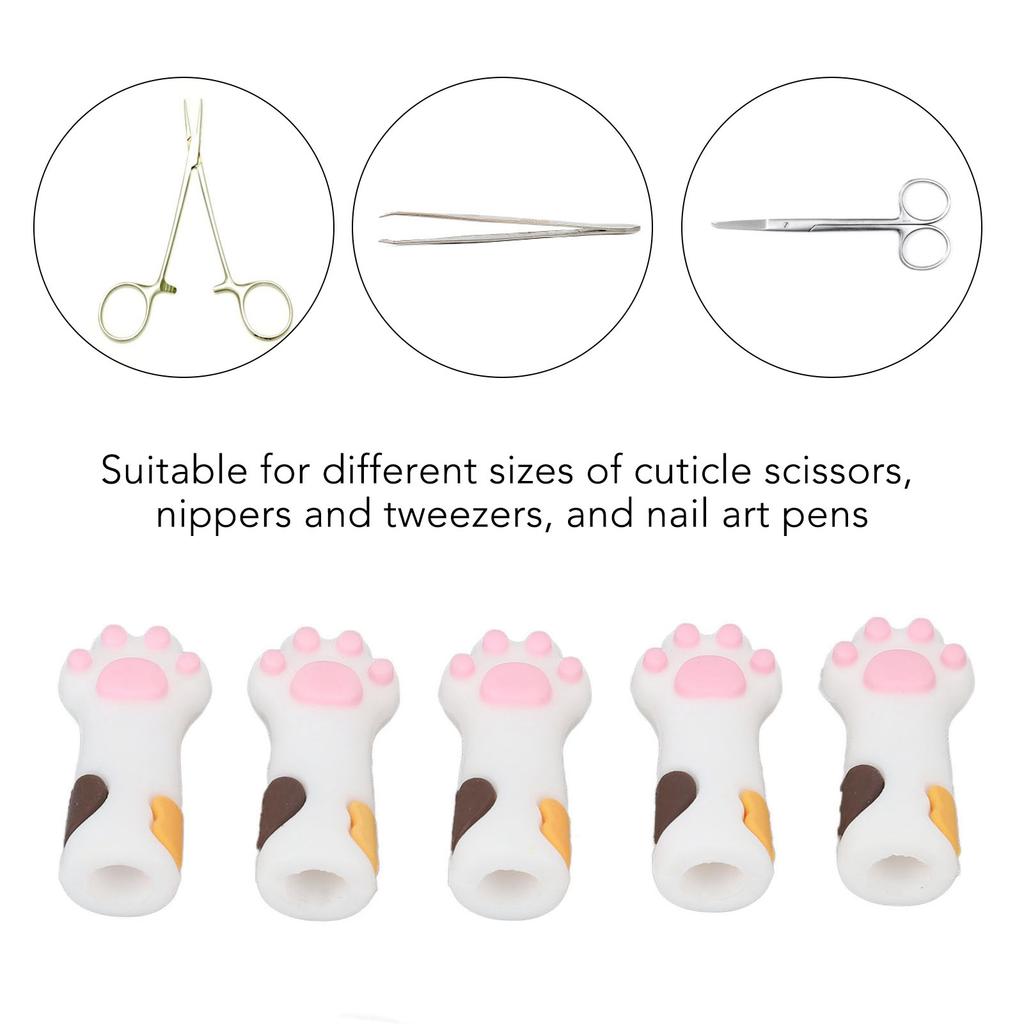 5pcs Cuticle Scissors Cover Protector Cat Shape Silicone Cuticle Trimmer Protective Sleeve for Nail and Toenails