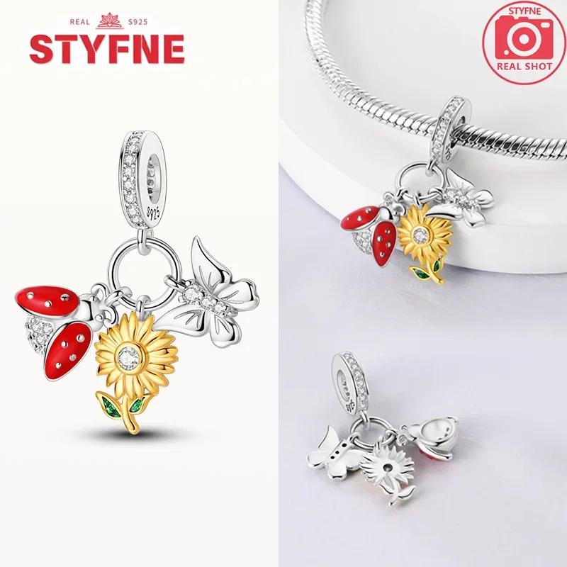 Copper Metal Colorful Butterfly Series Charm Bead Components Shiny Zircon Bead Components Compatible With Authentic Original Bracelet High Quality