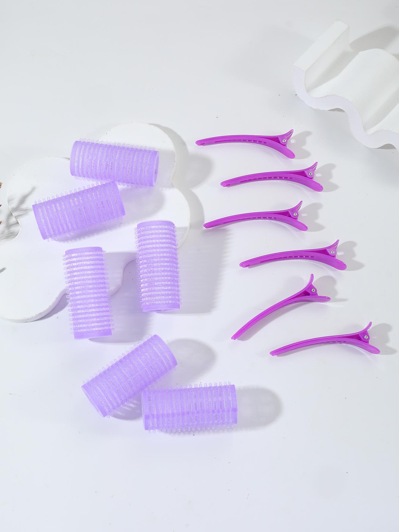 

12pcs/set air bar curling iron tube self-adhesive magic roll and bangs hair clip curling styling tool Special for real hair wig фиолетовый