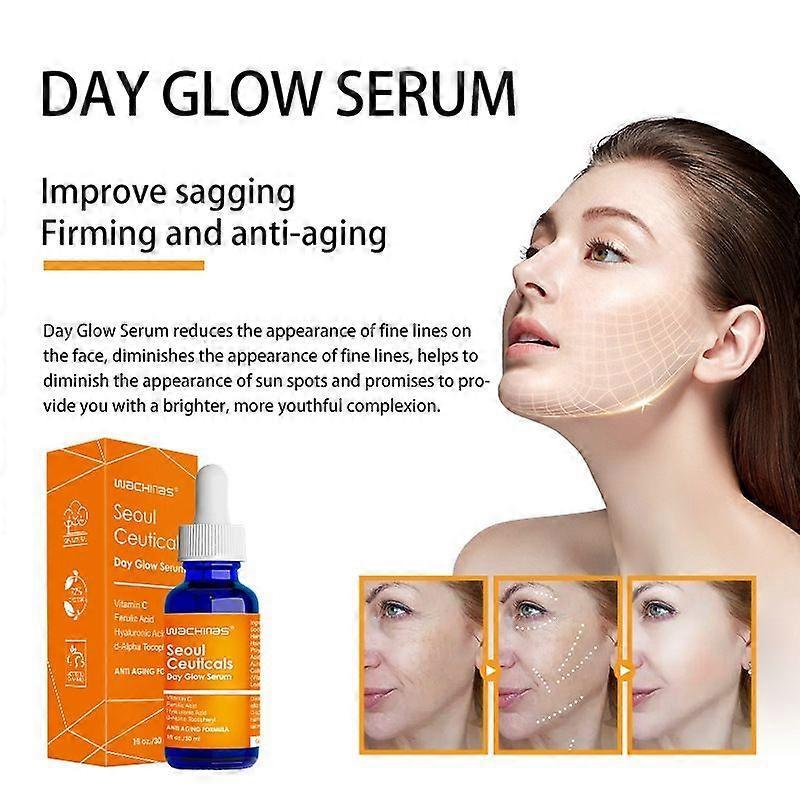Sérum de Vitamina C, Sérum de Ácido Hialurónico para el Rostro, Potente Sérum Antienvejecimiento y Antiarrugas, Cuidado Facial Coreano Sérum Hidratante Facial 30ml