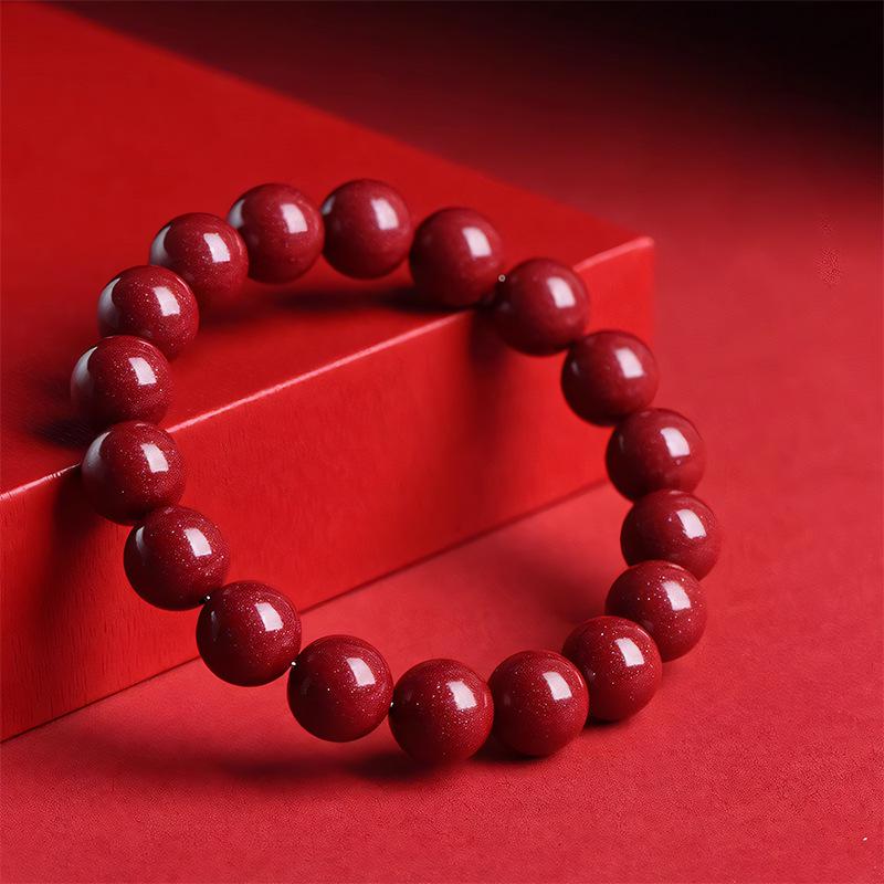 Red Cinnabar Single-Loop Bracelet - Men's & Women's Year-Of-The-Ox Purple Gold Sand Jewelry Accessory