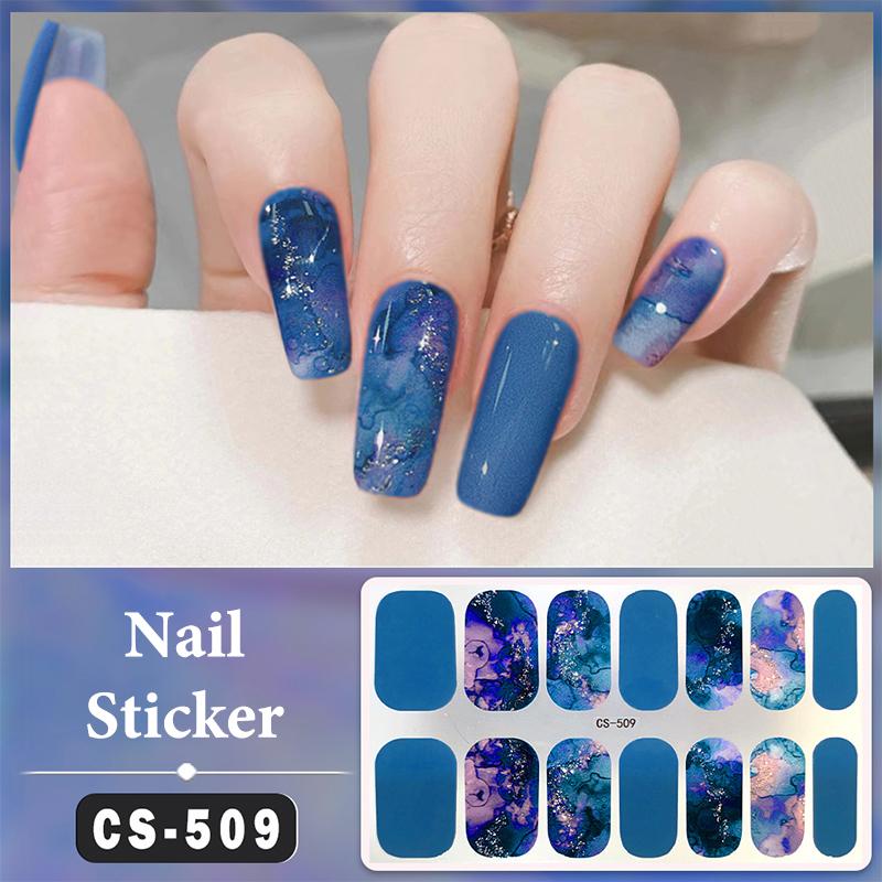Bez lampy do utwardzania Wodoodporne naklejki na paznokcie Pełne krycie Naklejki na paznokcie Mocne i niełatwe do odpadnięcia 14 paznokci/zestaw Wielokolorowe plastry na paznokcie