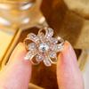 Large Crystal Flower Rings for Women Luxury Gold Color Engagement Ring Brilliant Fine Jewelry