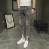 Men's Trendy Ripped Skinny Jeans - Spring Korean Style, Slim Fit, Nine-Point Length