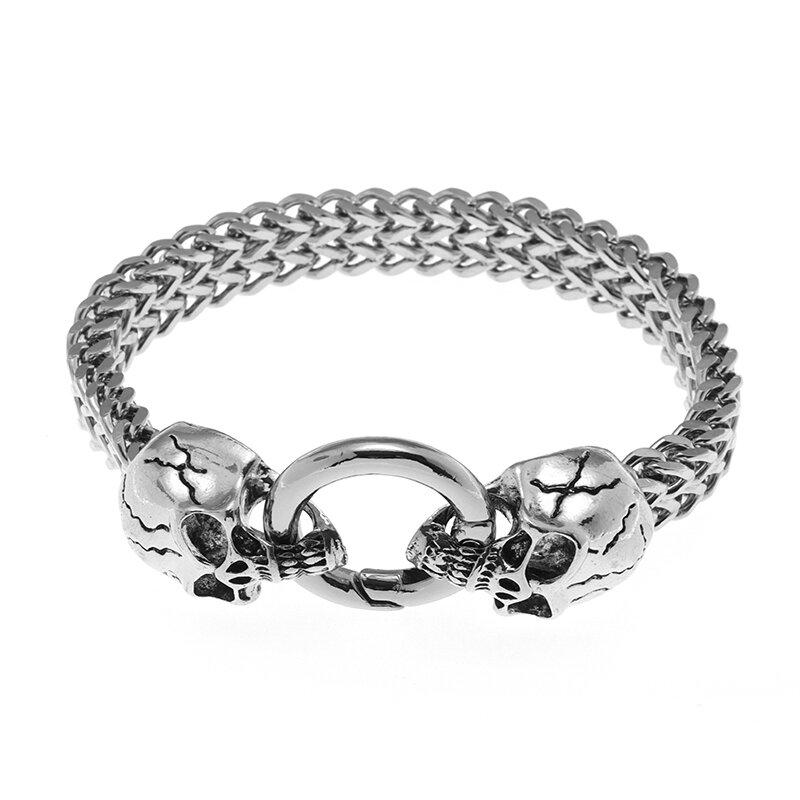 Classic Fashion Punk Stainless Steel Skull Bracelet Men\\\'s Charm Gothic Bracelet Jewelry Gift