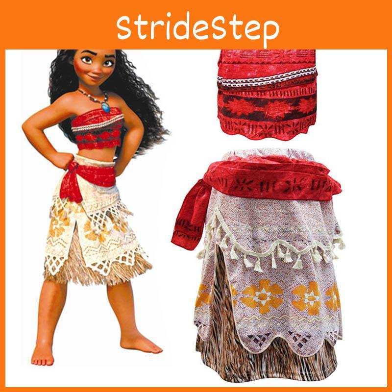 Zestaw kostiumowy Księżniczki Moany dla małych dziewczynek z elementami w stylu hawajskim