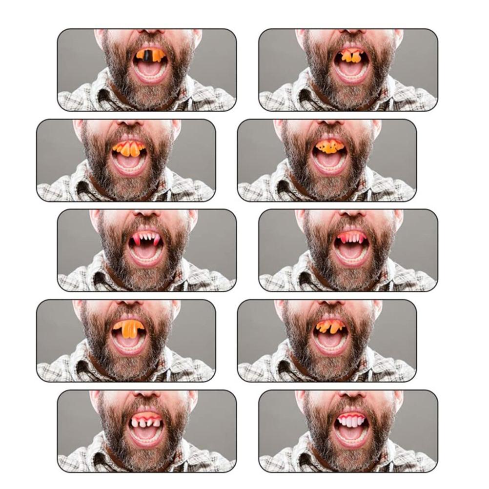 10 Pcs Halloween Ugly Teeth Funny Party False Rotten Teeth Prop Denture Model Prank Funny Tricks