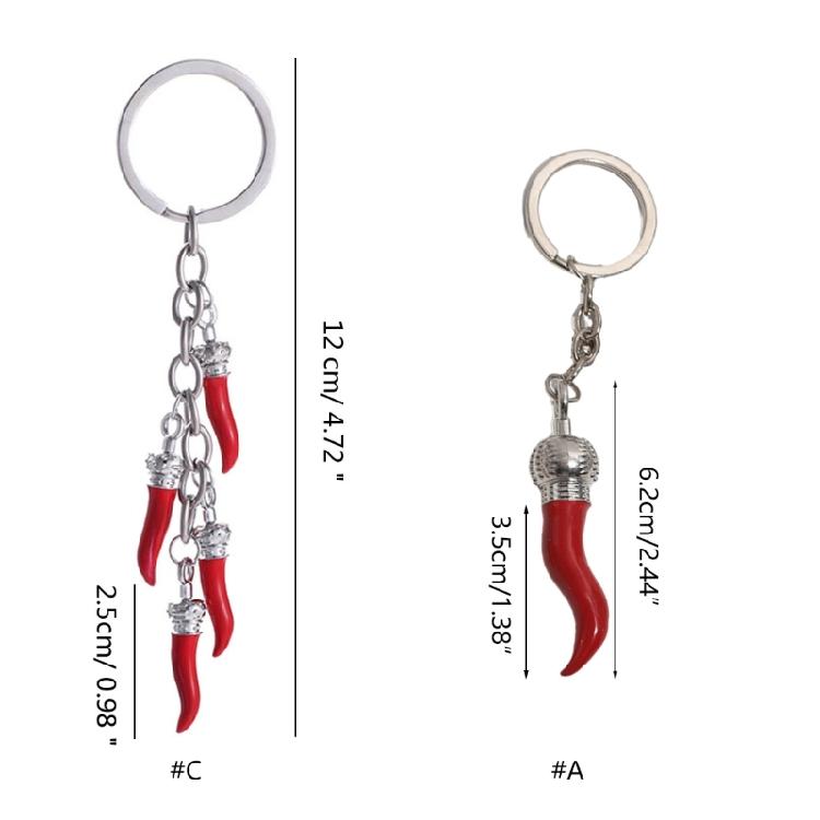 Živý klíčenka s rohem chilli Zábavná dekorace na tašku Odolný klíčenka ze slitinového materiálu