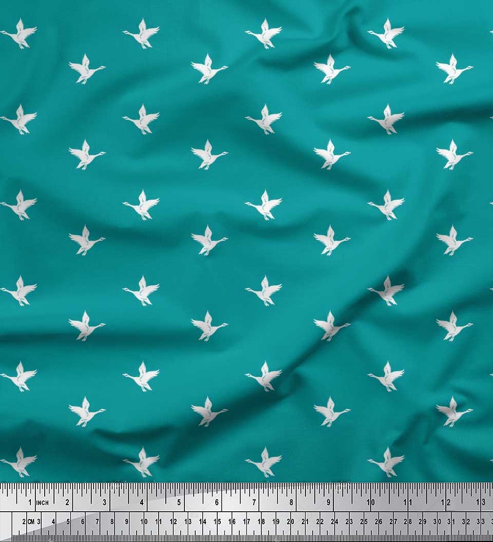 

Тканина для сорочки з принтом фламінго з японського креп-сатину Soimoi на метр 42 дюйма 42 Inch Wide - Poly Crepe зелений