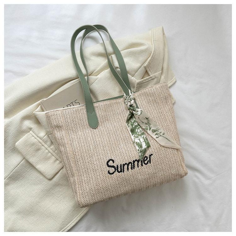 Модная однолямочная сумка-тоут Осень 2023 Элегантная хлопково-льняная сумка зелёный