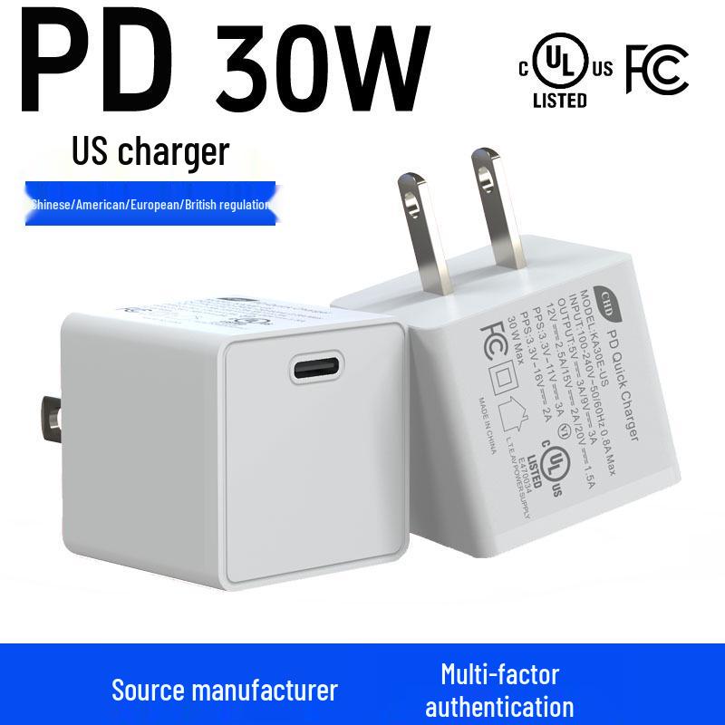 

Compact PD 30W Fast Charger, UL Certified for Apple, Huawei, Tablets. PD30W UL Certified US Standard Charger білий