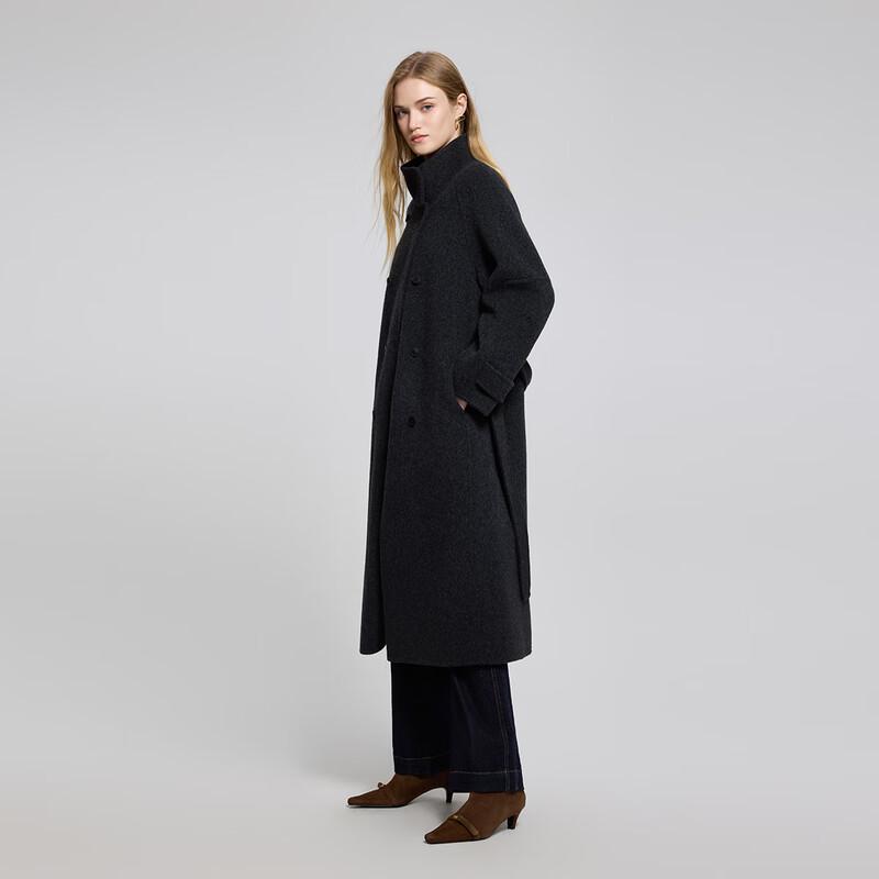 

Women s Merino Wool Stand Collar Double-faced Coat S
