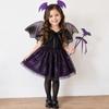 Spider Web Cosplay Outfit Bat Wing Halloween Kids Skirt Children Costume Set  Dress Up