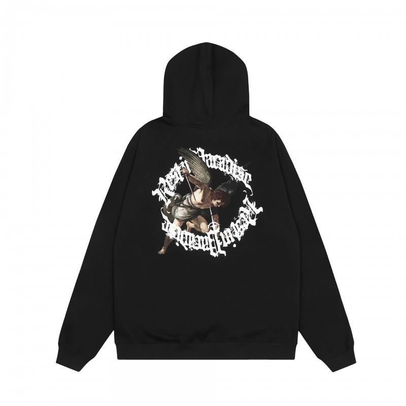 Mens Oversized Hoodie With Embroidered Skull Spine Design Streetwear Casual Pullover Cotton Blend Loose Fit