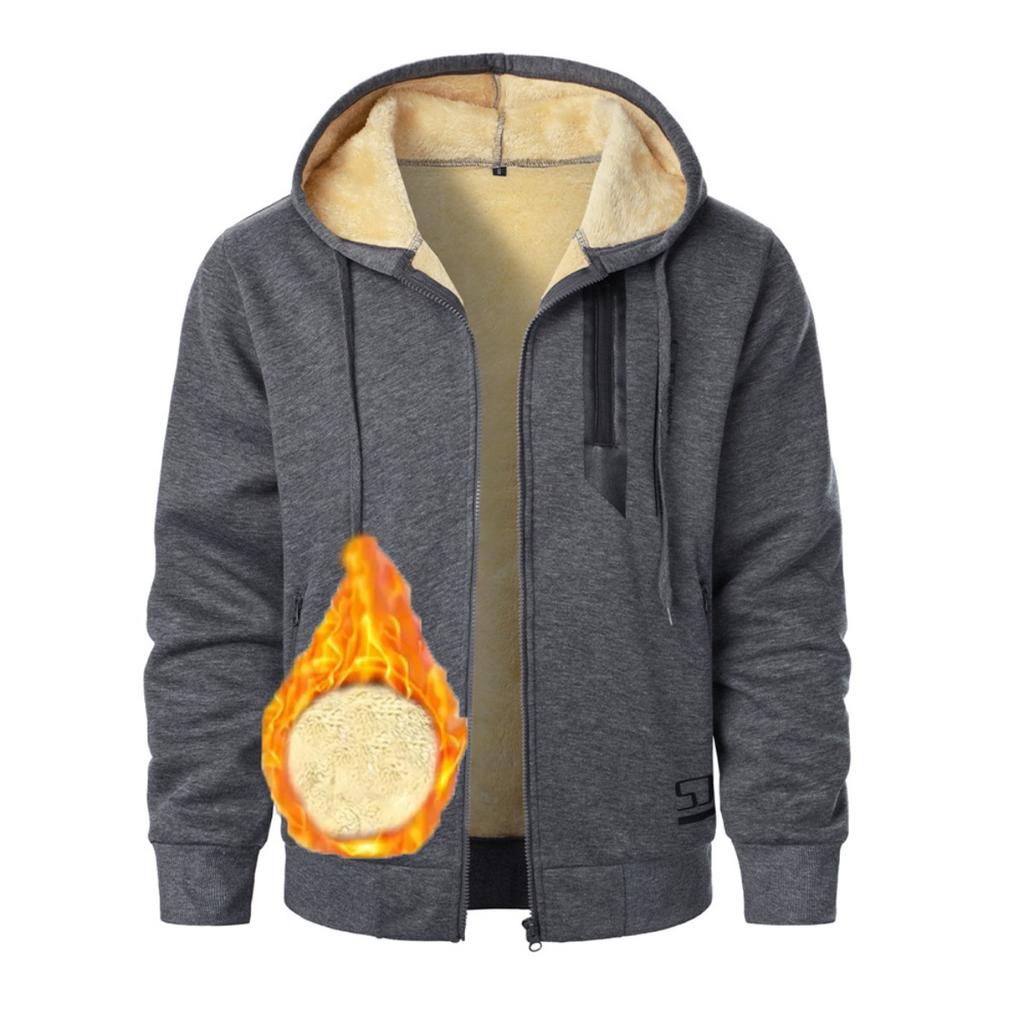 Męska bluza z kapturem z nadrukiem cyfrowym i grubym aksamitem na jesień i zimę, męski rozpinany kardigan