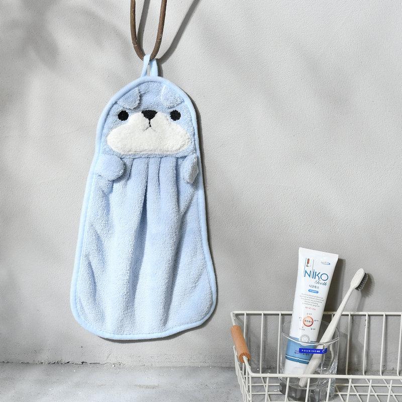 Hangable Coral Fleece Hand Towel Cartoon Animal Hand Towel Kitchen Bathroom Absorbent Towel Handkerchiefs
