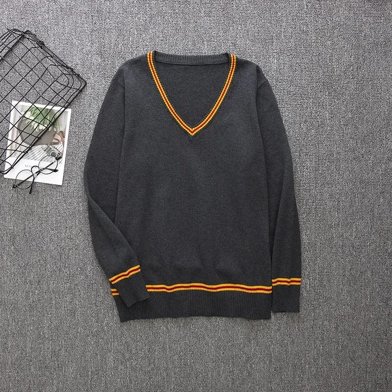 DY20Cosplay Costume Magic School Hufflepuff Ravenclaw Slytherin Wizard V Neck Sweater Uniform Stripe Cotton Sleeveless Knitted V