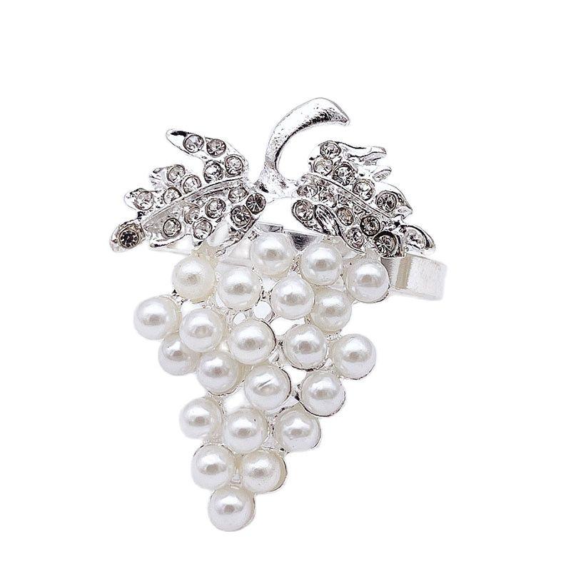 8pcs/lot Pearl Grape Napkin Ring Metal Napkin Button Cloth Napkin Ring Table Desktop Decoration