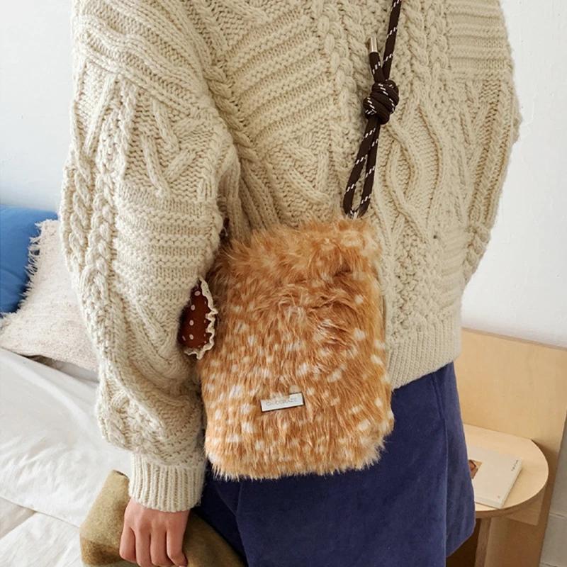 Autumn Winter Furry Bag for Women New Crossbody Bag High Capacity Vintage Shoulder Handbag Versatile Fashion Purse
