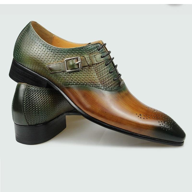 Fashion Wedding Office Shoes For Men Oxford Business Cowhide Leather Upper Dress Shoes Pointed Toe Lace Up Fashion Shoes Man Handmade