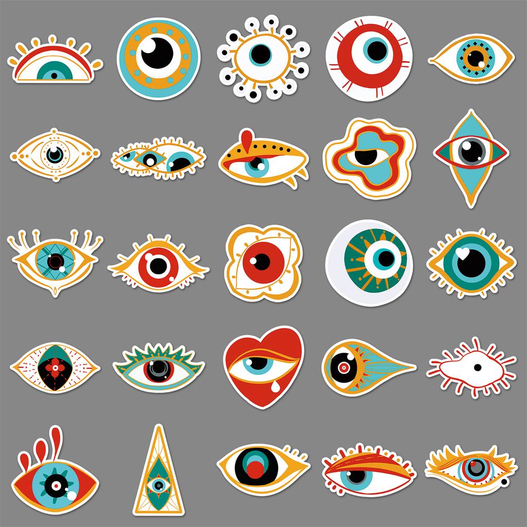 50 Originale Devil's Eye personalisierte grenzüberschreitende handgezeichnete nicht verletzende dekorative Skateboard Gepäck Computer Wasserbecher Aufkleber