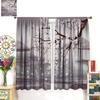 Cherry Blossom Windows Curtains  Japanese Traditional Retro Cherry Blossom  Mountain and Lake Watercolor Landscape Home Decor for