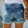 GMXIA High Waisted Rolled Denim Shorts