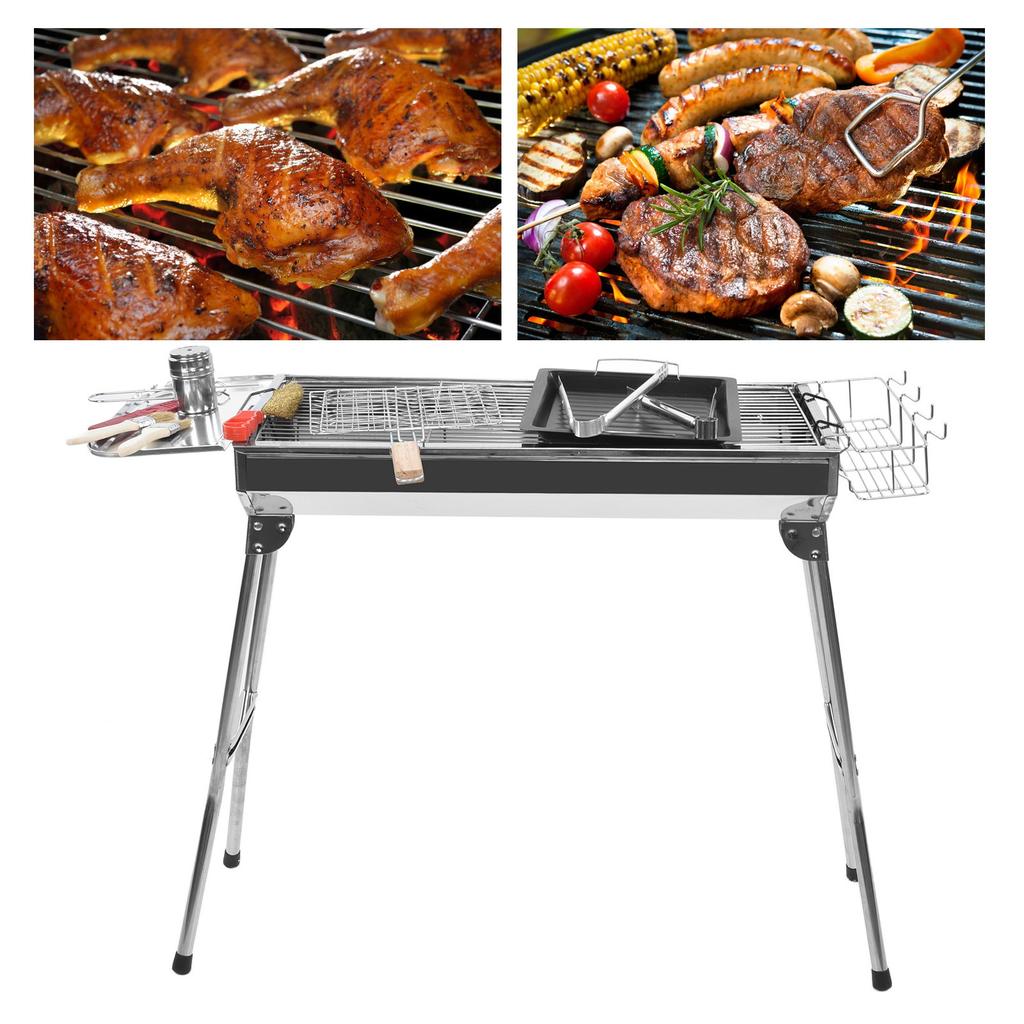 50 Pcs Full Set of Barbecue Stove Thicken Stainless Steel Barbecue Grill Carbon Barbecue Stove Rack