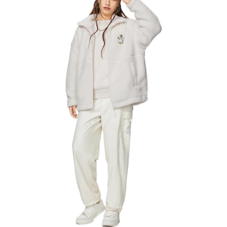 Li Ning X Pixar Collaboration Disney Toy Story Series Cartoon Pattern Embroidered Loose Stand Collar Casual Knit Jacket Sherpa Coat AFDSC58-2