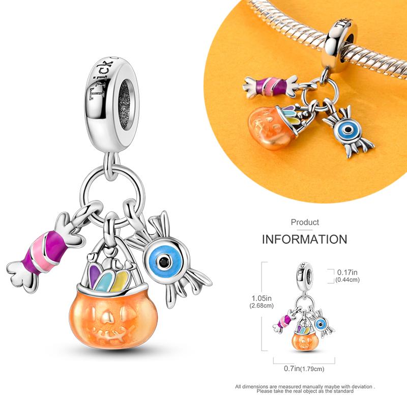 Copper Charms Luminous Pumpkin Skull Beads For Dangle Diy Gift Halloween Series Charms