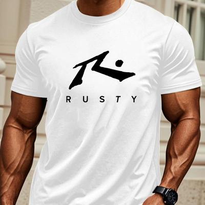Rusty Symbol Text Graphic T-Shirt,Soft Breathable & Fade-Resistant, Classic Fit for Daily Casual Wear