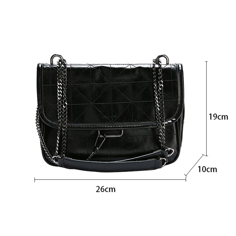 Fashion Shoulder Bag for Women PU Leather Chains Armpit Black Solid Color Messenger Bag Flap Handbags