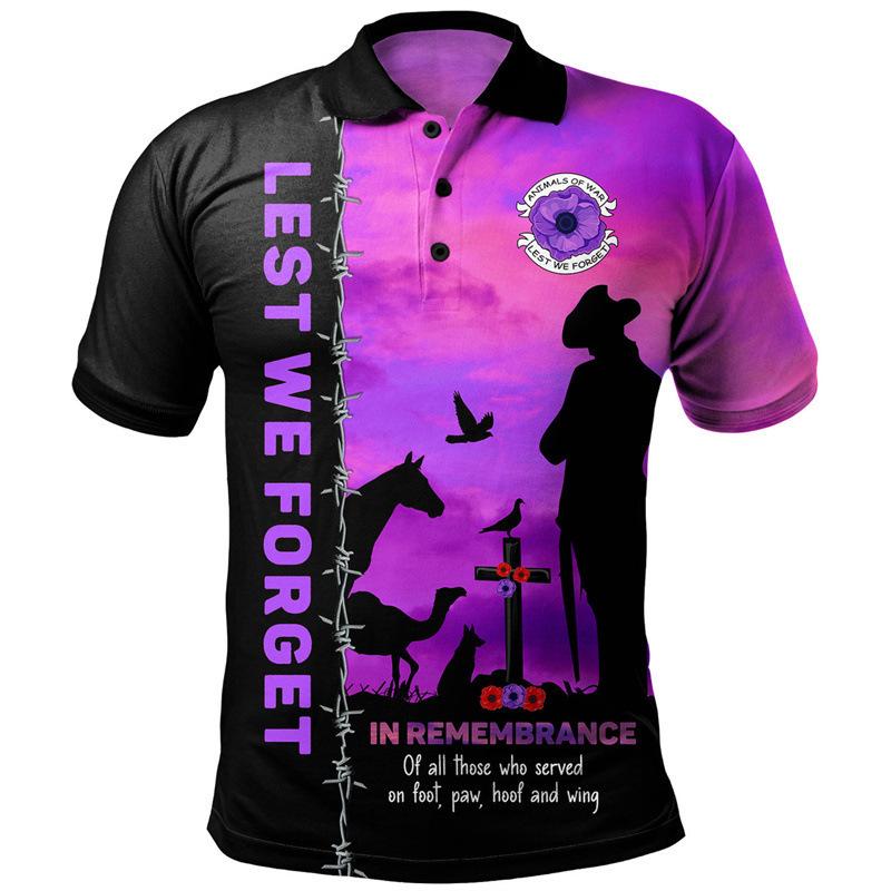Anzac Day Men's Polo Shirt - Short Sleeve Lapel Golf Tee 2025