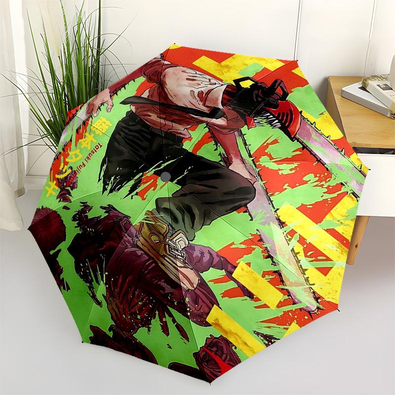 

1pc Chainsaw Man Automatic Folding Umbrella - Portable 3-Fold Design with 8-Bone Iron Frame, Perfect Gift for Fans, Travelers, and Daily Use.U046