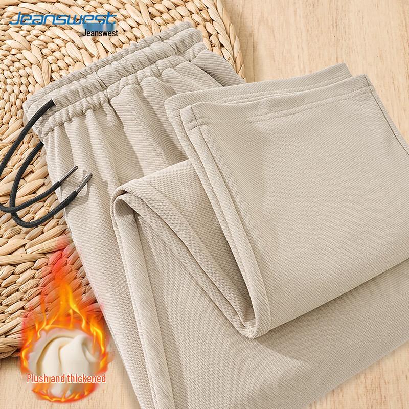 JEANSWEST Men s Fleece-Lined Straight-Leg Casual Pants L