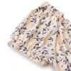Women Summer Lantern Sleeve Ruffles V Neck Floral Printed One Piece Dress