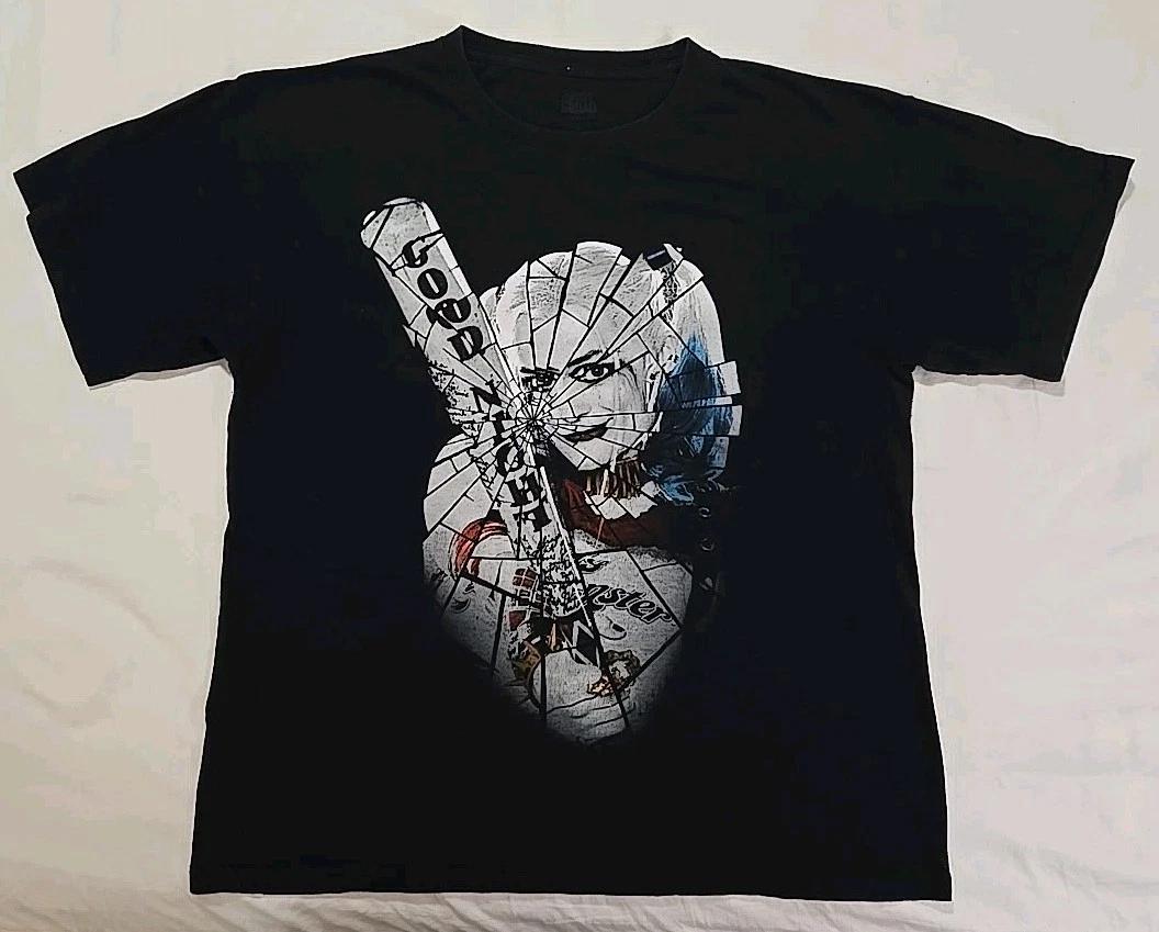 Suicide Squad Harley Quinn Good Night Bat Men s Solid Black T-Shirt Size L XL