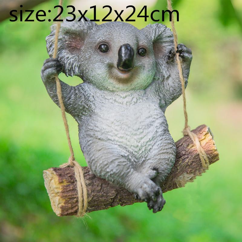 Creative Simulation animal outdoor patio garden Cartoon Koala panda Swinging suspension Animal sculpture Crafts decorations