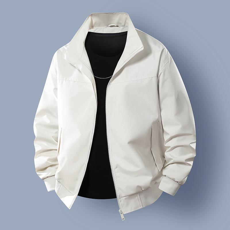 Męska modna kurtka bomberka o luźnym kroju ze stójką - casualowa jesienna odzież robocza w stylu baseballowym