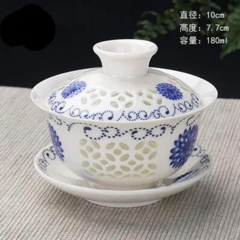 Chinese Hand Painted Kungfu Tea Set, Tureen Dehua, White Porcelain, Gaiwan, Pot Set for Travel, Fast Cup, High Quality