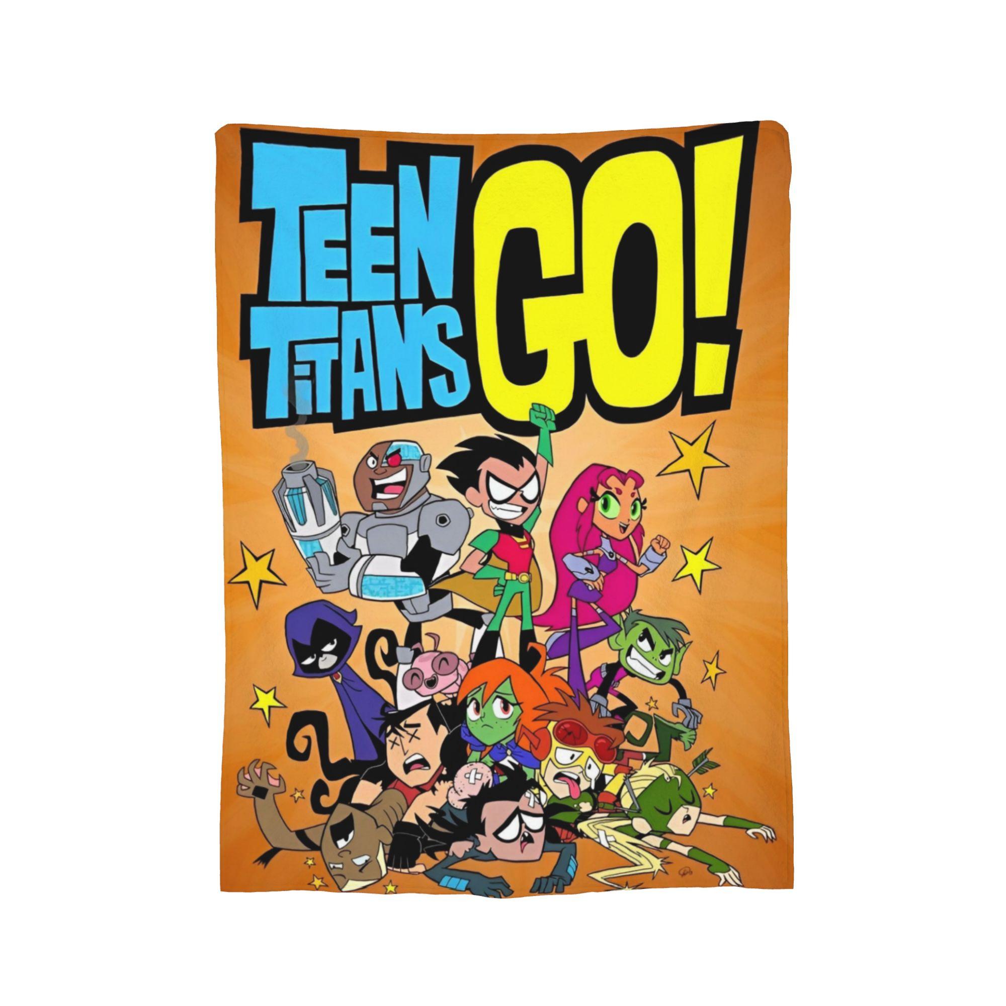

Teen Titans Go Family Blanket Flannel Vintage Soft Throw Blankets for Chair Covering Sofa Winter, 80x60in