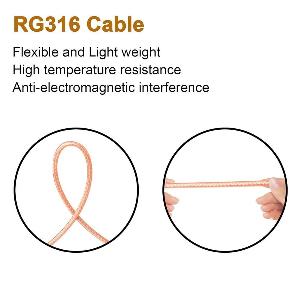 SMA Male to BNC Male Cable 1ft,2 Pack SMA to BNC Cable RG316 SMA BNC Adapter Cable for RF Applications/Antennas/Wireless LAN Devices/Wi-Fi Radios
