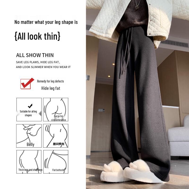 Women's Fleece-Lined High-Waist Wide-Leg Pants