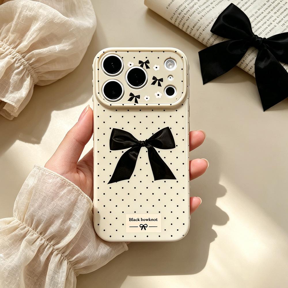 Satin bow is suitable for Apple 17PM mobile phone case 17/16PRO protective case, new female iPhone15 anti-drop.