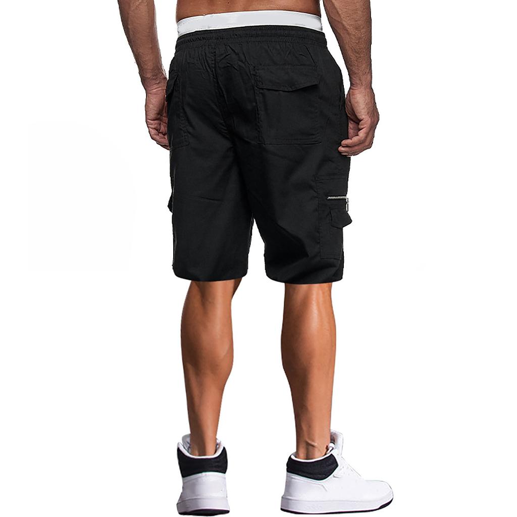 Men's Drawstring Belted Multi-pocket Cargo Shorts